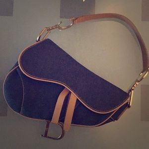 AUTHENTIC DIOR DENIUM LEATHER SADDLE BAG